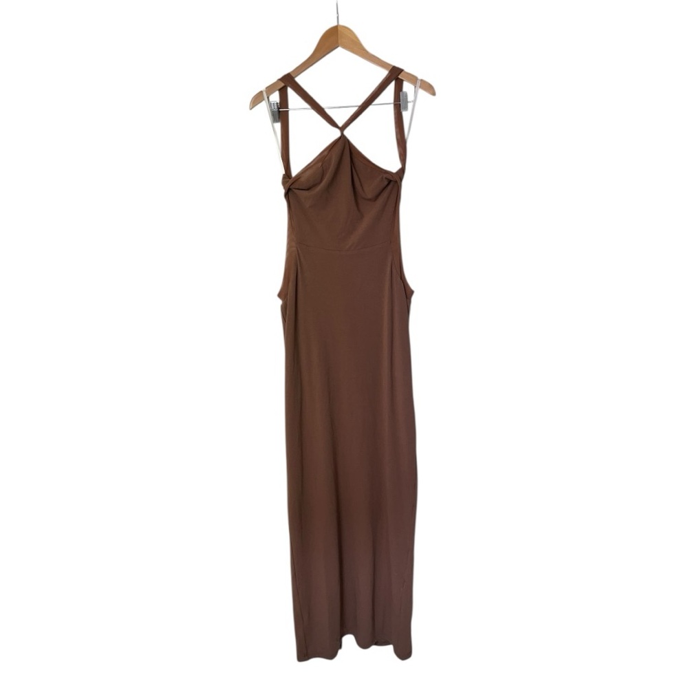 JLUXLABEL Beige Nude Halter Maxi Dress XXL